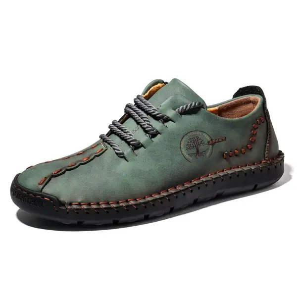 New casual men's shoes large size hand-sewn peas shoes business retro soft sole men's shoes - Elementnice.com 