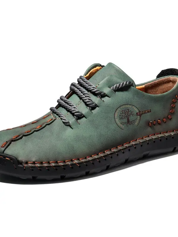 New casual men's shoes large size hand-sewn peas shoes business retro soft sole men's shoes - Pragmaace.com 