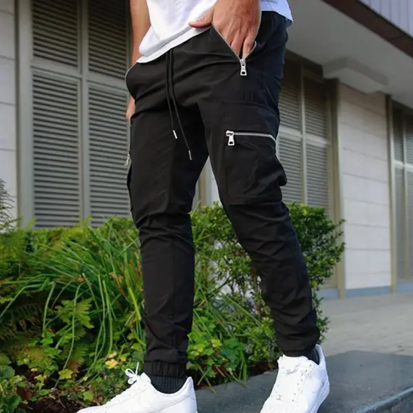 Sports And Leisure Zipper Multi-pocket Trousers Men's Fitness Running Training Pants - Fineyoyo.com 