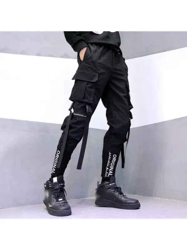 Men's Tech Style Trousers Contrast Color Letters Casual Pants - Aptkoi.com 