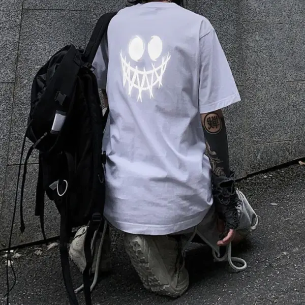 Black Reflective Joker Laugh T-shirt - Suystarshop.com 