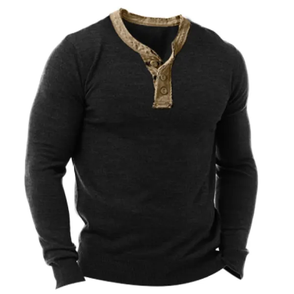 Men's Vintage Polo Neck Long Sleeve T-shirt - Wayrates.com 