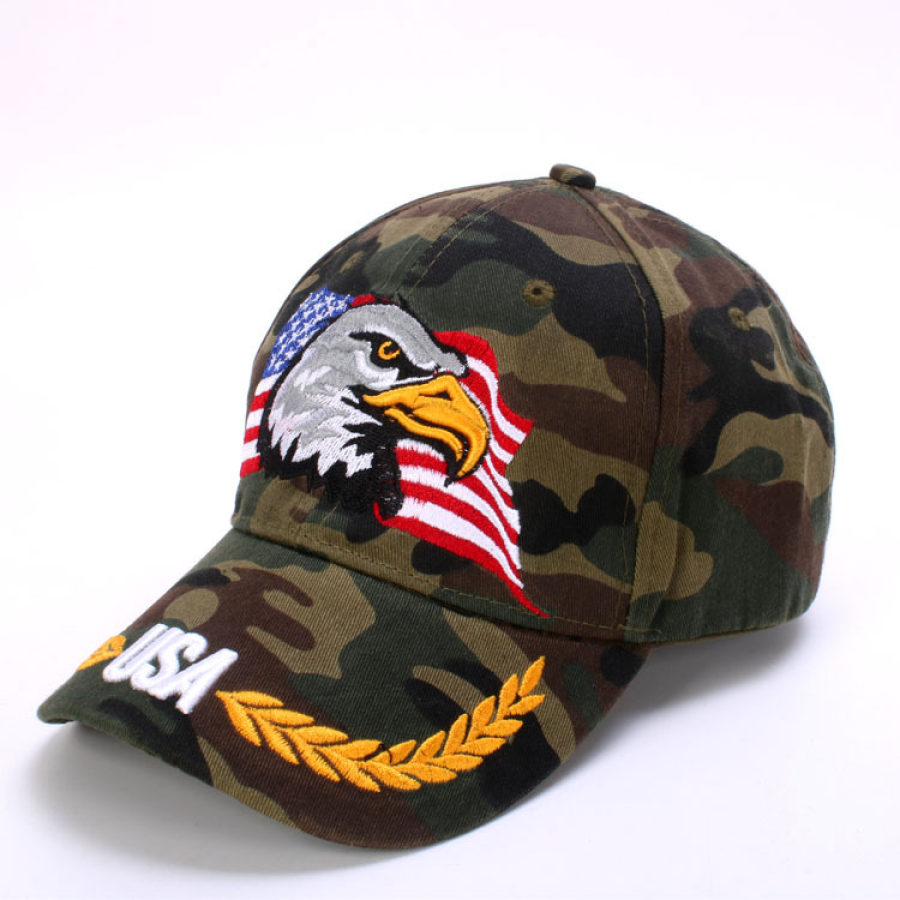 

Men's Color Blocked Embroidered Eagle Sunscreen Baseball Cap