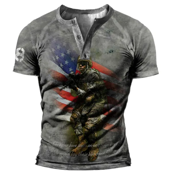 Men's American Soldier Tactical Henley Collar T-Shirt - Kalesafe.com 