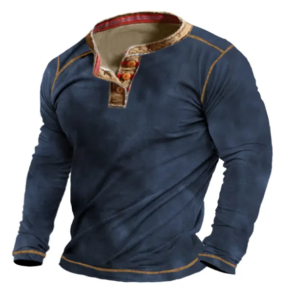 Men's Outdoor Tactical Patchwork Print Henley Shirt Only $15.89 - Wayrates.com 