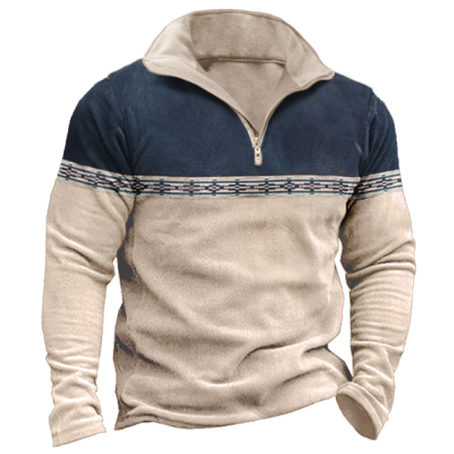

Men's Vintage Western Aztec Tribal Geometric Print Winter Sweatshirt