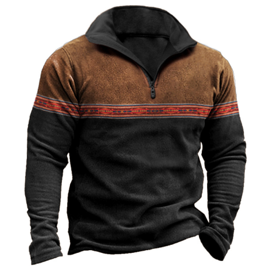 

Men's Vintage Western Aztec Tribal Geometric Print Winter Sweatshirt