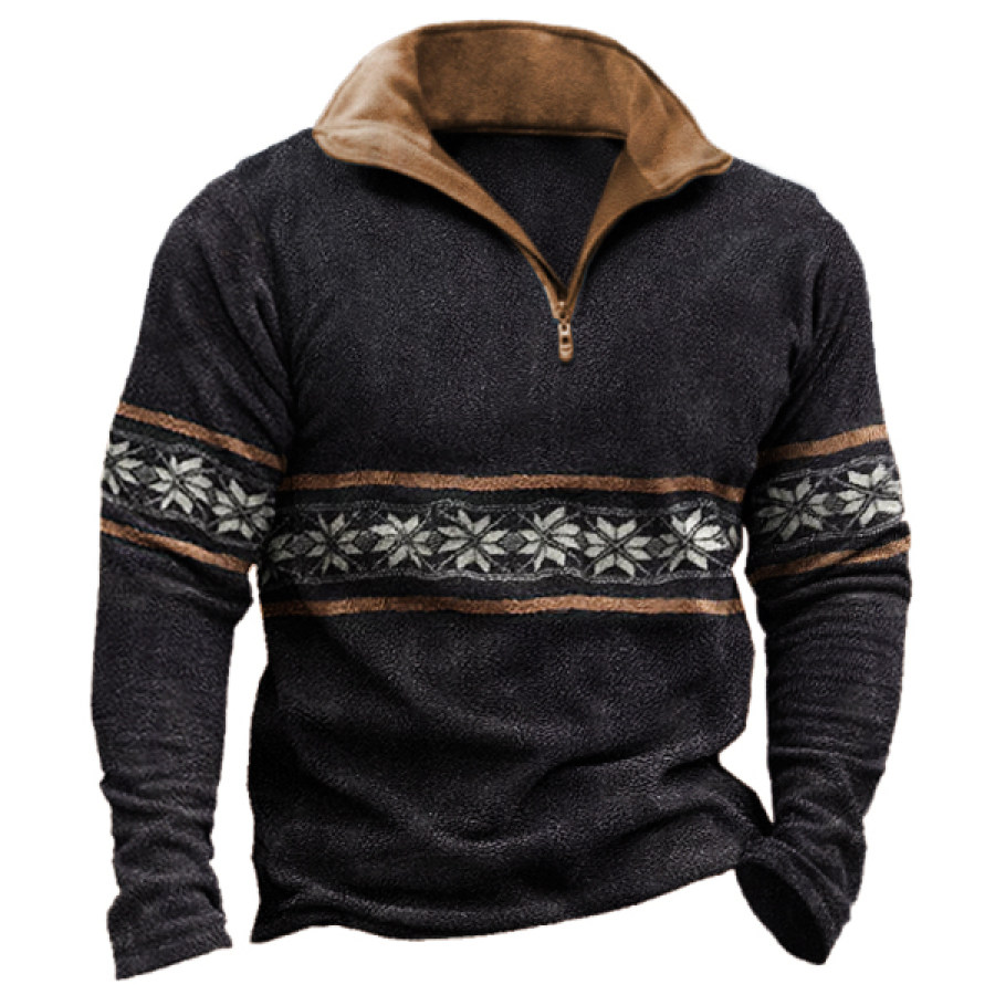 

Men's Vintage Western Aztec Tribal Geometric Print Winter Sweatshirt