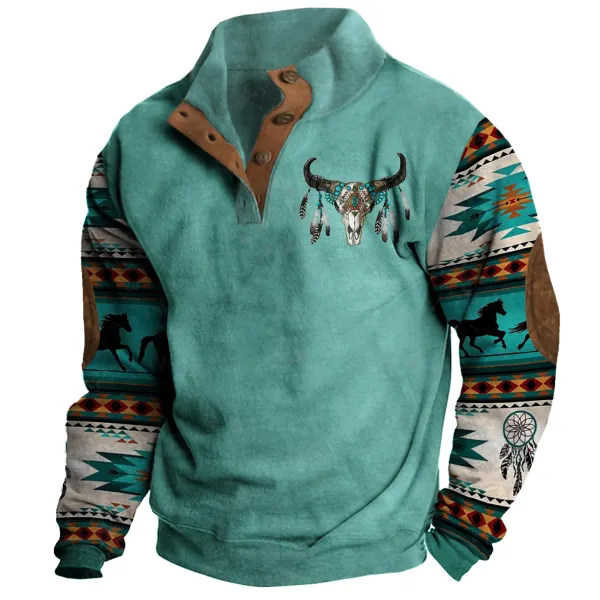 Men's Cowboy Stand Collar Sweatshirt - Elementnice.com 