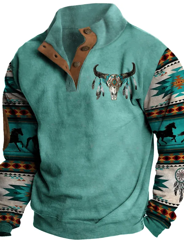 Men's Cowboy Stand Collar Sweatshirt - Menwyx.com 