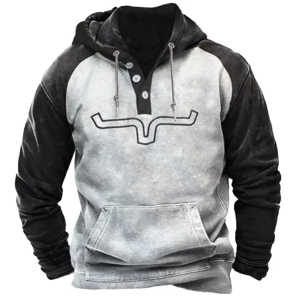 Men's Vintage Western Cowboy Color Matching Hoodie Only $42.89 - Wayrates.com 