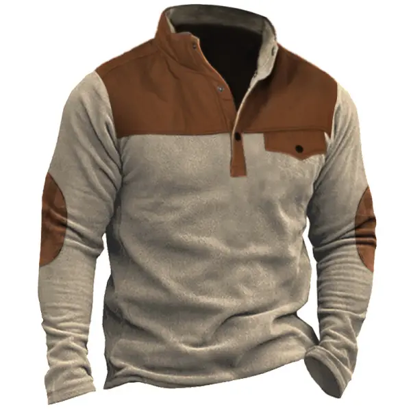 Men's Outdoor Polar Fleece Colorblock Warm Sweatshirt - Cotosen.com