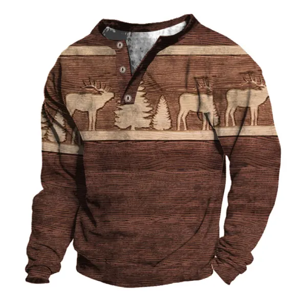 Men's Outdoor Casual Printed Long Sleeve Half Open Collar Sweatshirt Only $22.89 - Wayrates.com 