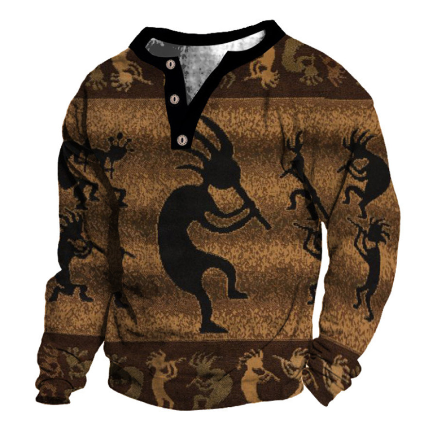 

Men's Outdoor Casual Printed Long Sleeve Half Open Collar Sweatshirt