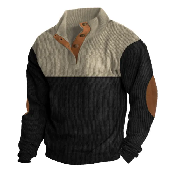 Men's Training Colorblock Lapel Sweatshirt - Burstarsunshine.com 