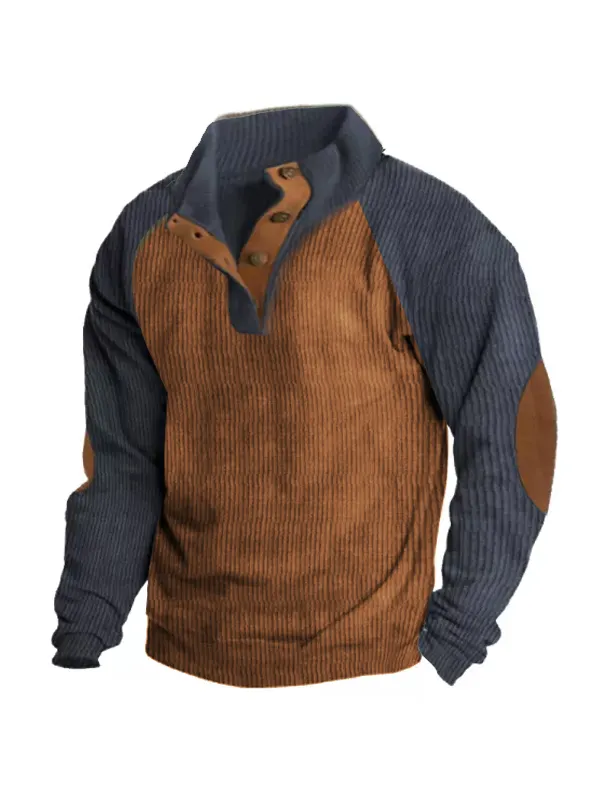 Plus Size Men's Outdoor Raglan Sleeves Casual Stand Collar Sweatshirt - Godeskplus.chimpone.com 