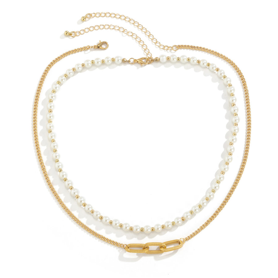

Men's Fashion Lock Pendant Clavicle Chain Double Layer Necklace
