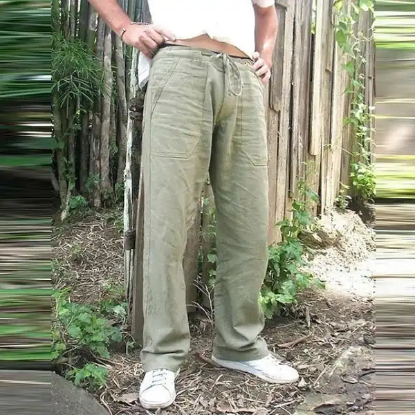 Men's Linen Pants Trousers Summer Pants Beach Pants Casual Pants Pocket Elastic Drawstring Yoga Fashion Streetwear - Rallyfine.com 