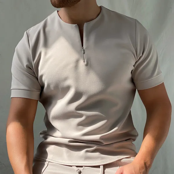 Solid color polo shirt without zipper - Keymimi.com 