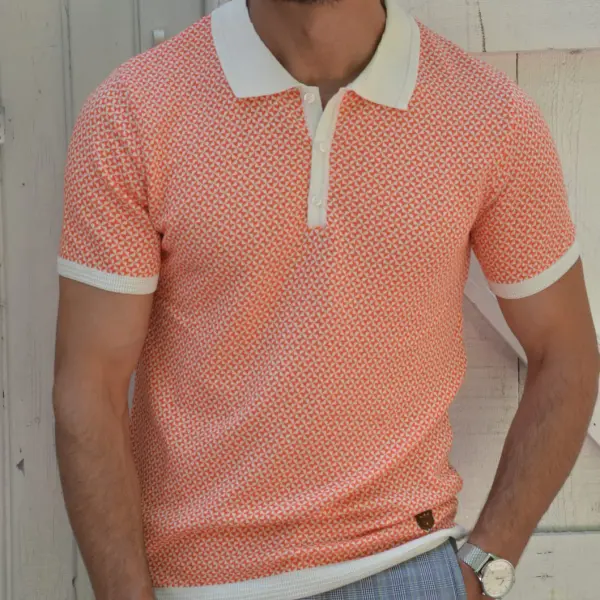 Textured-print slim-fit polo shirt - Fineyoyo.com 