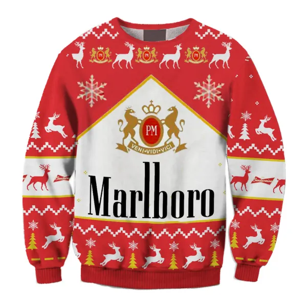 Marlboro Print Fun Ugly Christmas Sweater - Cotosen.com 