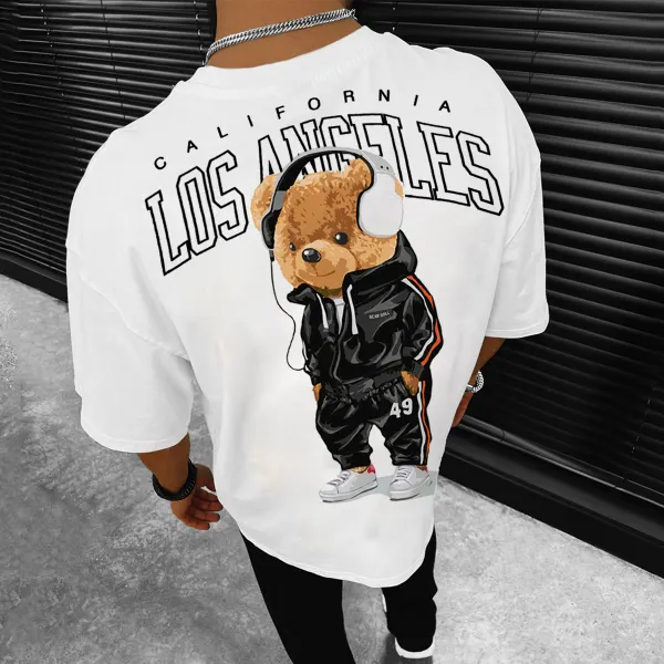 Men's Fashion Casual Los Angeles Bear Print T-Shirt - Keymimi.com 