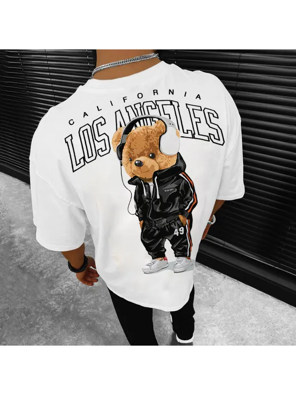 أزياء رجالية عادية تي شيرت Los Angeles Bear Print - Localziv.com 