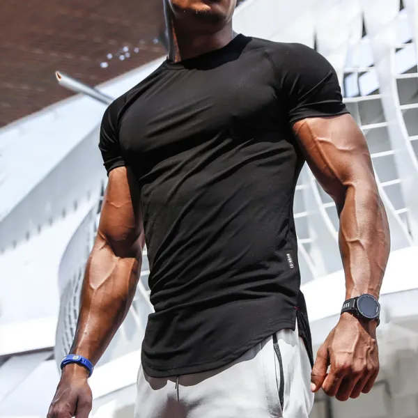 Camisa Masculina Casual Cor Sólida Respirável Esportiva Fitness Seção Fina Secagem Rápida Camiseta Manga Curta - Craftshock.com 