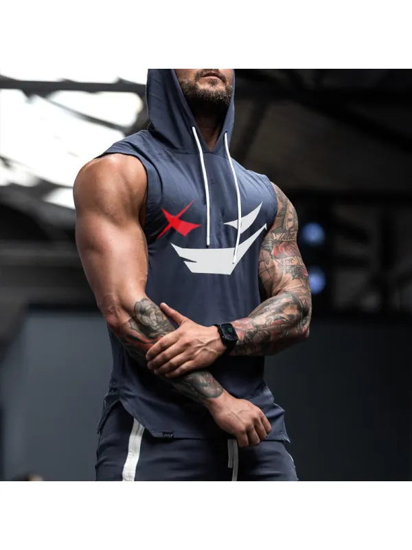 Men's Fashion Smiley Print Casual Slim Fit Hoodie Tank - Shopyiyistories.com 