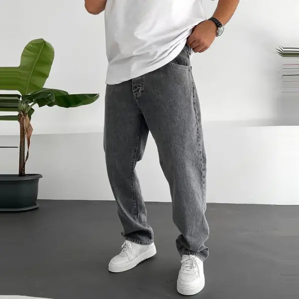 Mens Classic Solid Color Casual Jeans - Dozenlive.com 