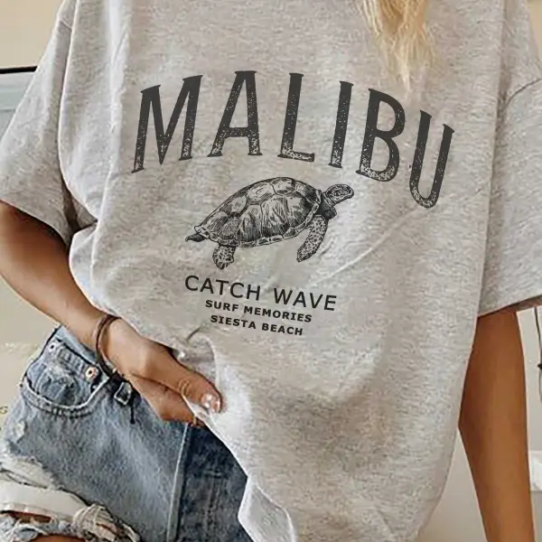 Women's Malibu Turtle Print Loose T-Shirt - Upgradecool.com 
