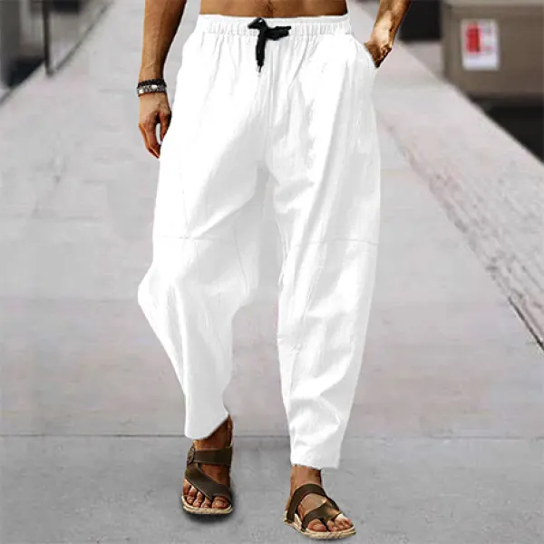 Men's Linen Loose Drawstring Hip-Hop Lantern Pencil Pants - Trisunshine.com 