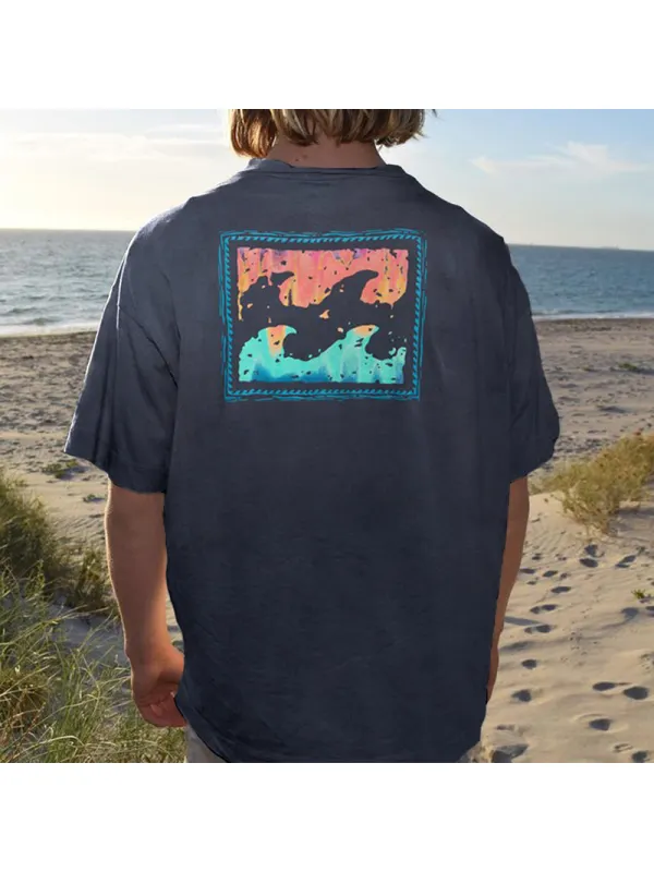 Men Chic Holiday Silver Print T-shirt - Aptkoi.com 