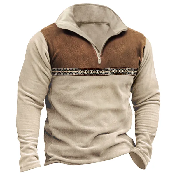 Men's Vintage Western Aztec Tribal Geometric Print Winter Sweatshirt - Burstarsunshine.com 