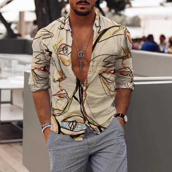 Retro Mens Holiday Graffiti Print Shirt - Mobilittle.com 