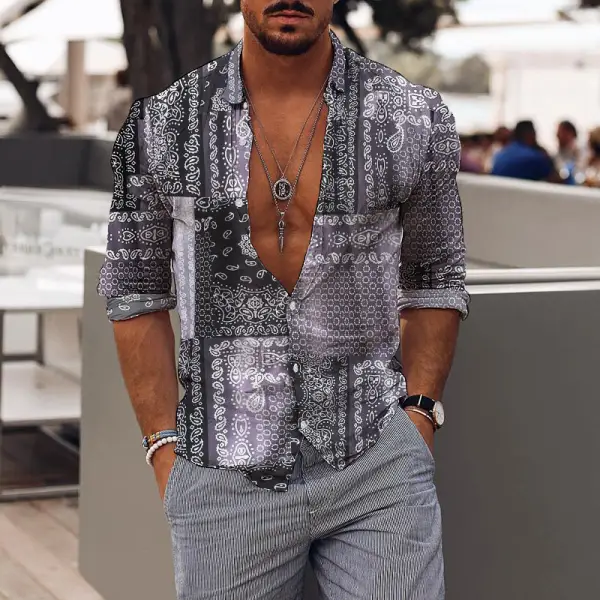 Vintage Paisley Mens Holiday Print Shirt - Mobilittle.com 