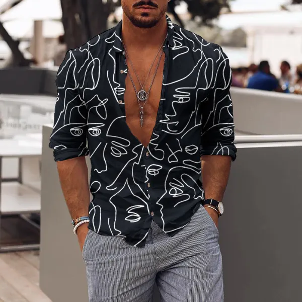 Casual Holiday Pattern Printing Mens Shirt - Menilyshop.com 