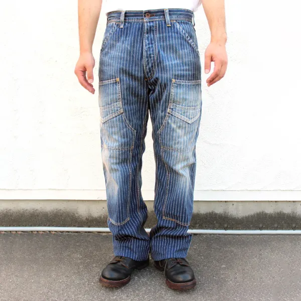 1920-1930s Indigo WABASH Striped Retro Pants - Bustalent.com 