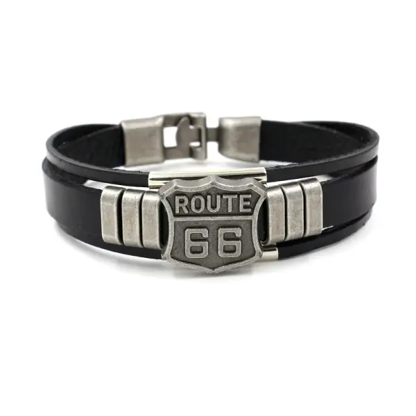 US Route 66 Leather Bracelet - Keymimi.com 