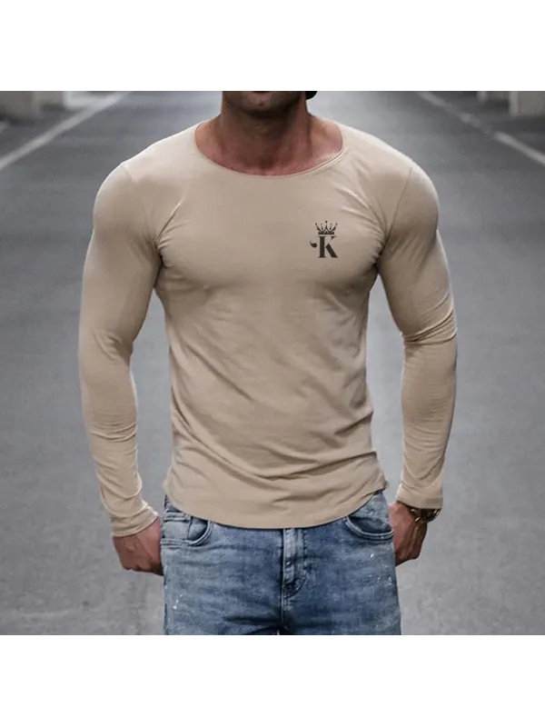 King Solid Color Slim Long-sleeved T-shirt - Machoup.com 