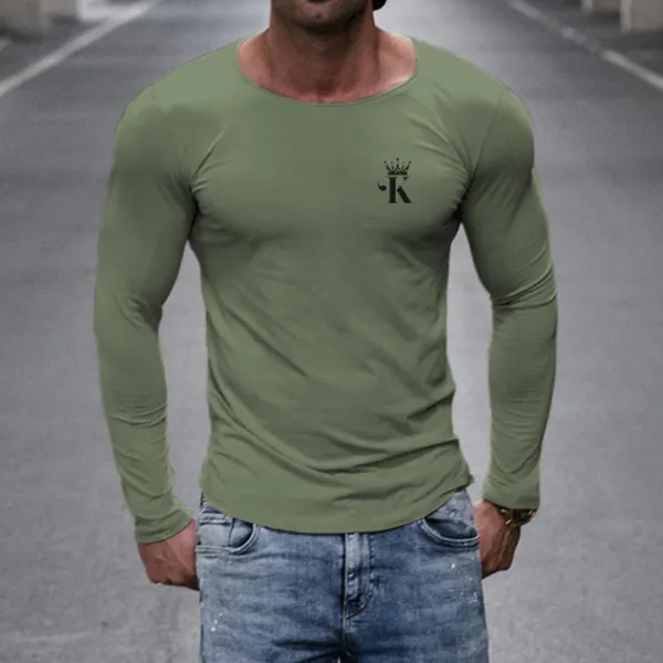 King Solid Color Slim Long-sleeved T-shirt - Bustalent.com 