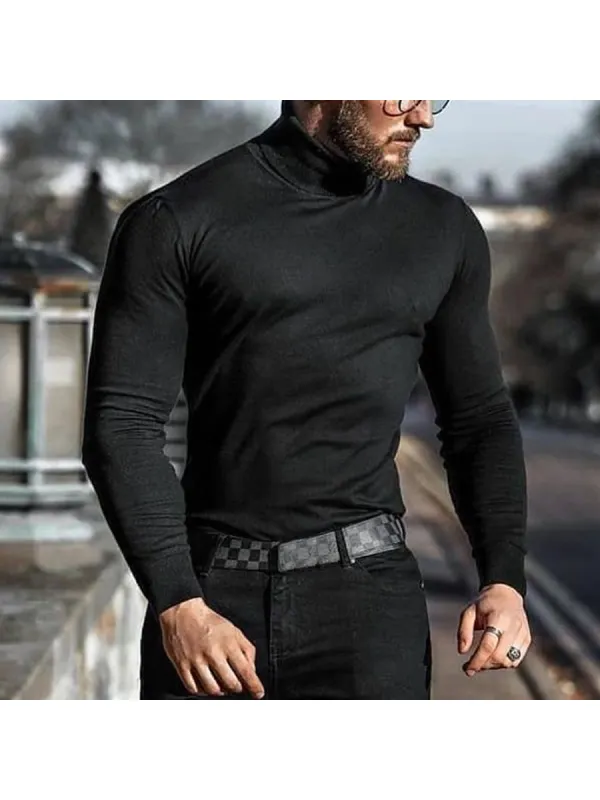 Fashion High Collar Mens Casual T-shirt - Aptkoi.com 