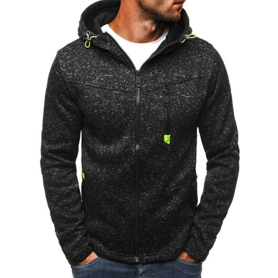 

Men's Sports And Leisure Plus Fleece Hooded Cardigan Jacket