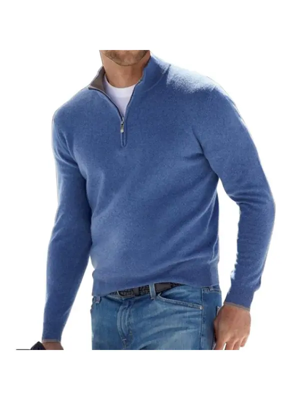 Men's Zipper Half Open Neck Sweater - Cominbuy.com 