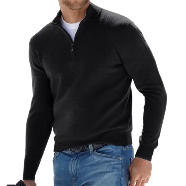 Men's Zipper Half Open Neck Sweater - Keymimi.com 