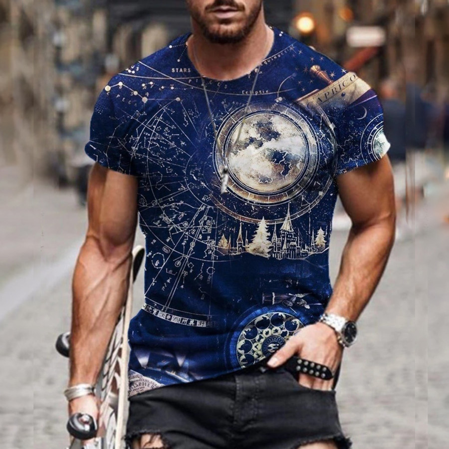 

Mens Fashion Casual Abstract Painting Print Short Sleeve T-Shirt