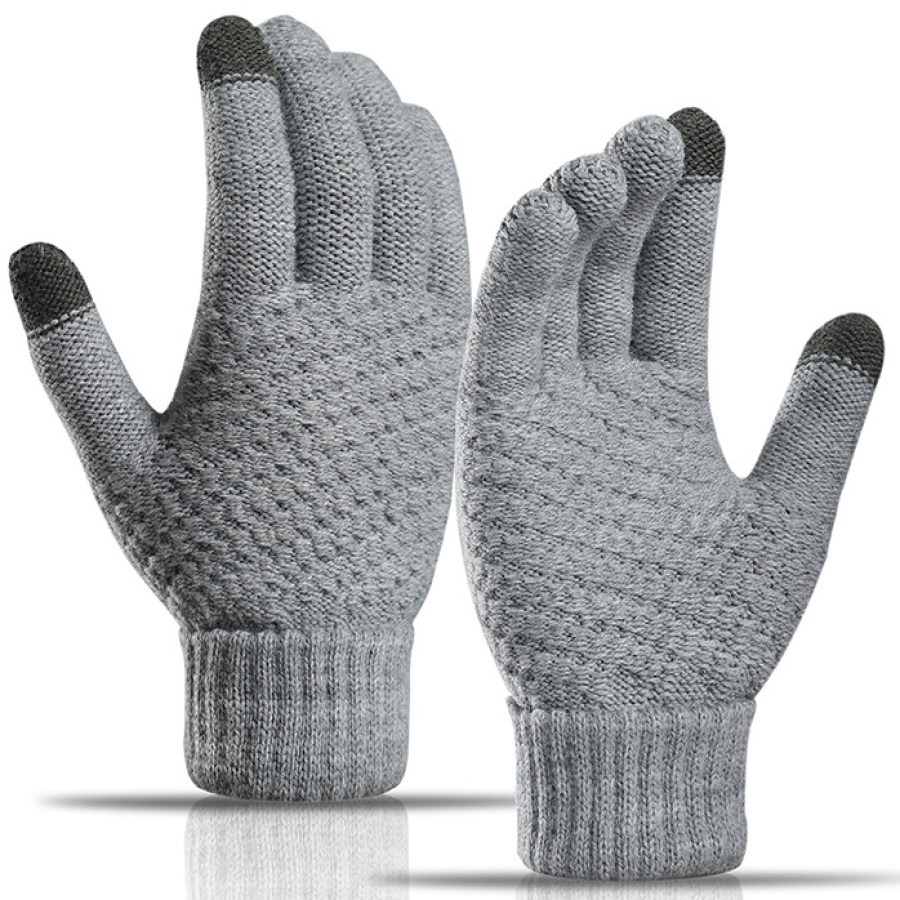 

Men's Outdoor Fleece Warm Touch Screen Knit Gloves