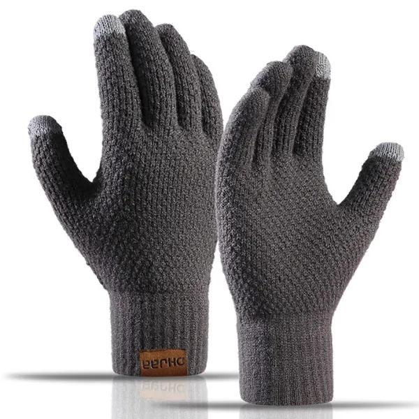 Men's Outdoor Fleece Warm Touch Screen Knit Gloves - Elementnice.com 
