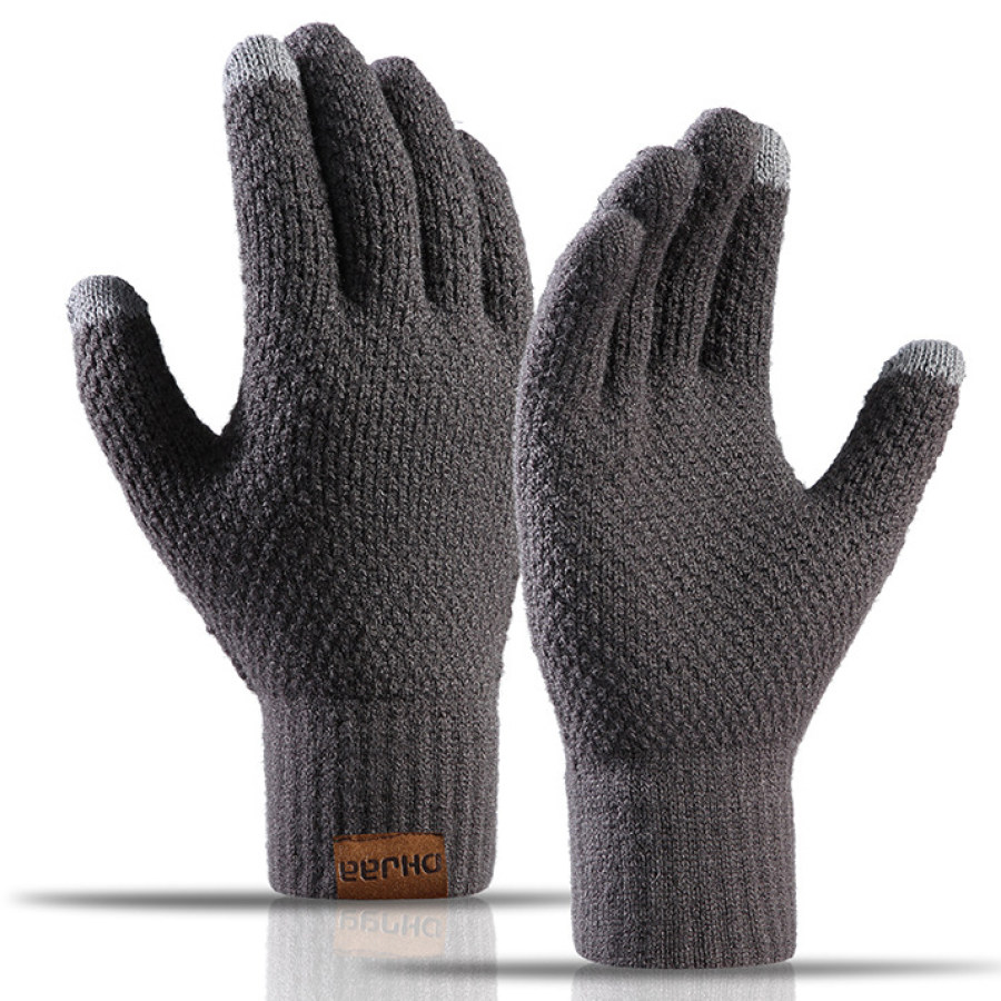 

Men's Outdoor Fleece Warm Touch Screen Knit Gloves