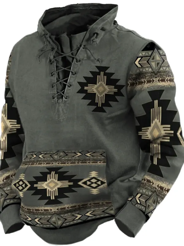 Men's Outdoor Casual Long Sleeve Printed Sweater - Pragmaace.com 